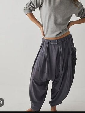 NWT Free People Summer Slumber Harem Pants in Asphalt